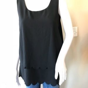 Black open back scallops blouse never been worn